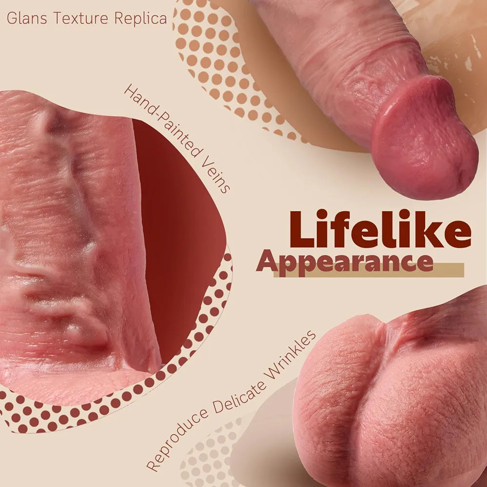 8-Inch Ultra-Realistic Lifelike Silicone Dildo with Suction Cup and Textured Skin