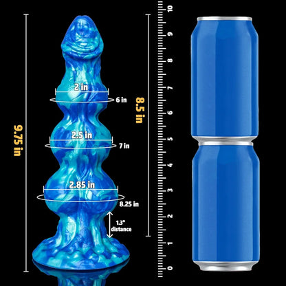 10-Inch Monster Fantasy Knot Dildo with Suction Cup - Triple-Knotted Horse and Dragon Inspired Girthy Silicone Toy