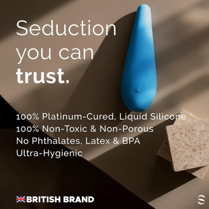 SEDUCTIFY Mini Teardrop Bullet Vibrator - 8-Mode Waterproof Clitoral Stimulator, Platinum Silicone