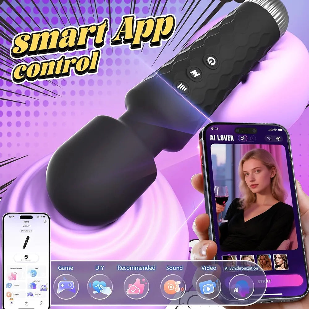 Allovü Rechargeable Wand Massager - Waterproof 10-Speed Clitoral Stimulator for Women