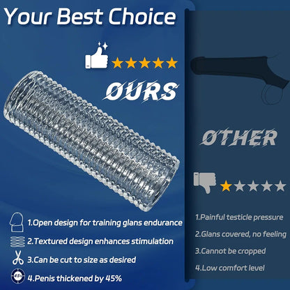 X-pidany Trim-to-Fit Girth Enhancing Penis Sleeve - Reusable Textured Cock Extender for Delay and Erection Support