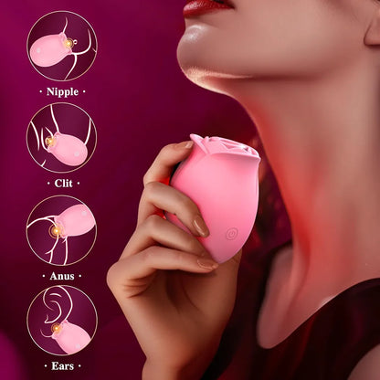 Rose App-Controlled Vibrator: 9-Mode Waterproof Sucking & Clitoral Stimulator for Couples