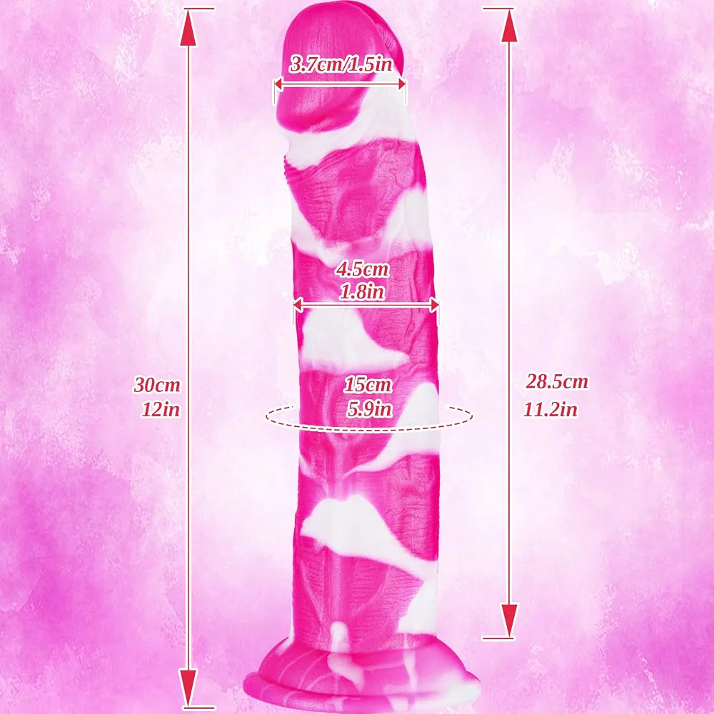 12-Inch Realistic Silicone Fantasy Dildo with Suction Cup - Extra Large and Thick
