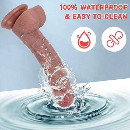 Kstert 7.8-Inch Realistic Liquid Silicone Dildo with Suction Cup, Veiny Texture, and G-Spot Stimulation