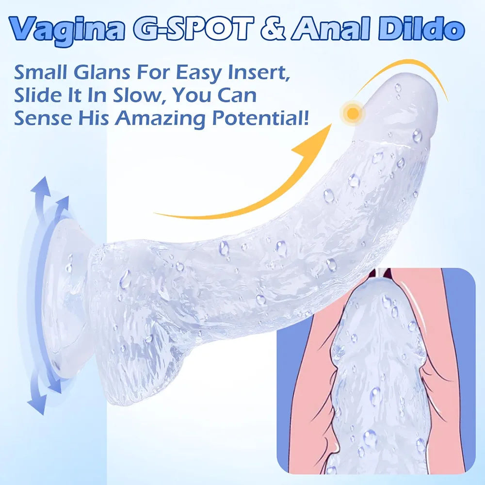 8.3-Inch Ultra-Soft Realistic Silicone Dildo with Strong Suction Cup - Lifelike G-Spot and Anal Stimulator