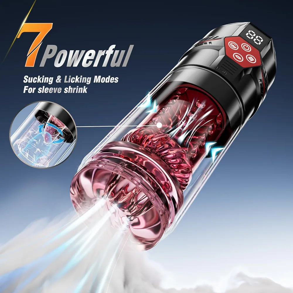 Mrgras 12-Speed Vacuum Penis Pump with 7-Mode Thrusting, Rotating, and Vibrating Functions