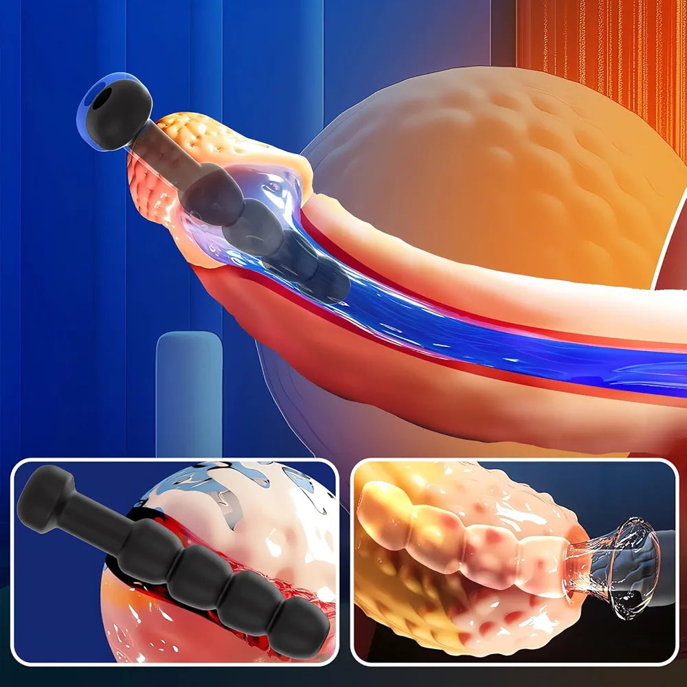 FST Soft Silicone Hollow Urethral Dilator with Multiple Beads for Men