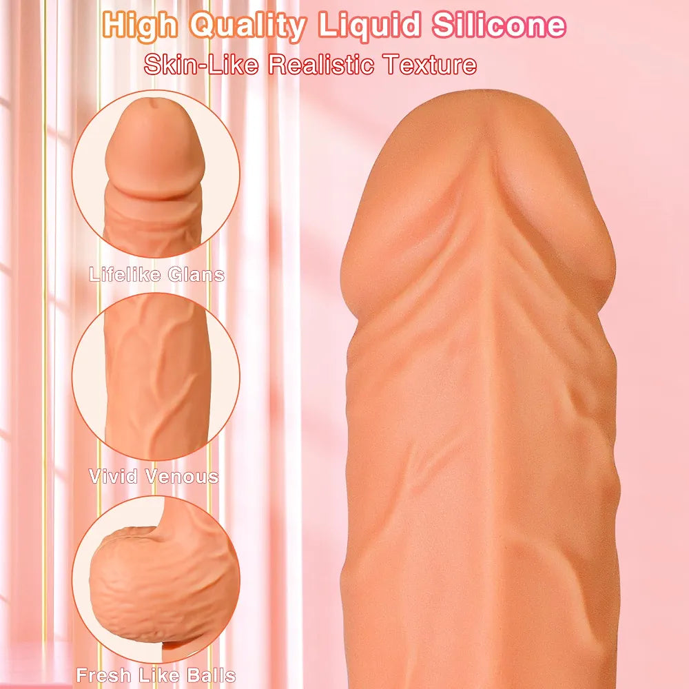 Realistic Silicone Thrusting Dildo with 10 Vibration Modes and Remote Control for G-Spot and Clitoral Stimulation