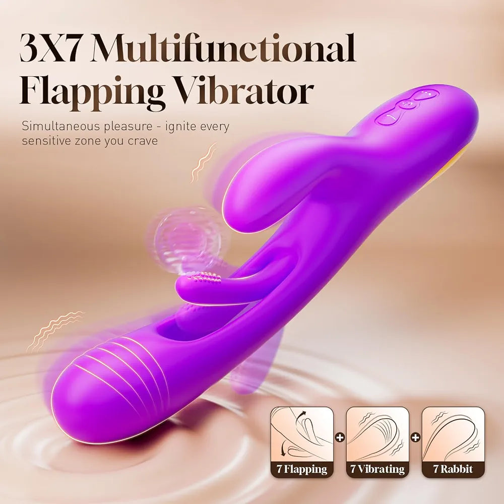 Aurieel 3-in-1 Rabbit G-Spot and Clitoral Vibrator with 14 Vibration Modes and Tongue Licking Stimulation