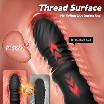 KUSHOR Remote-Controlled Prostate Massager with 9 Vibration and Thrusting Modes, Suction Cup Anal Dildo for Men