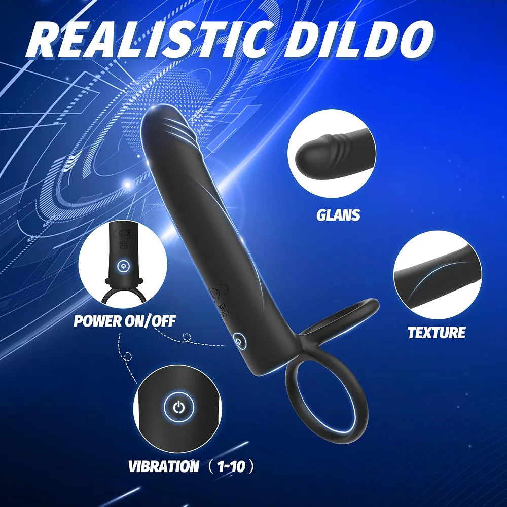 10-Mode Vibrating Dual-Action Prostate Massager and Cock Ring for Couples