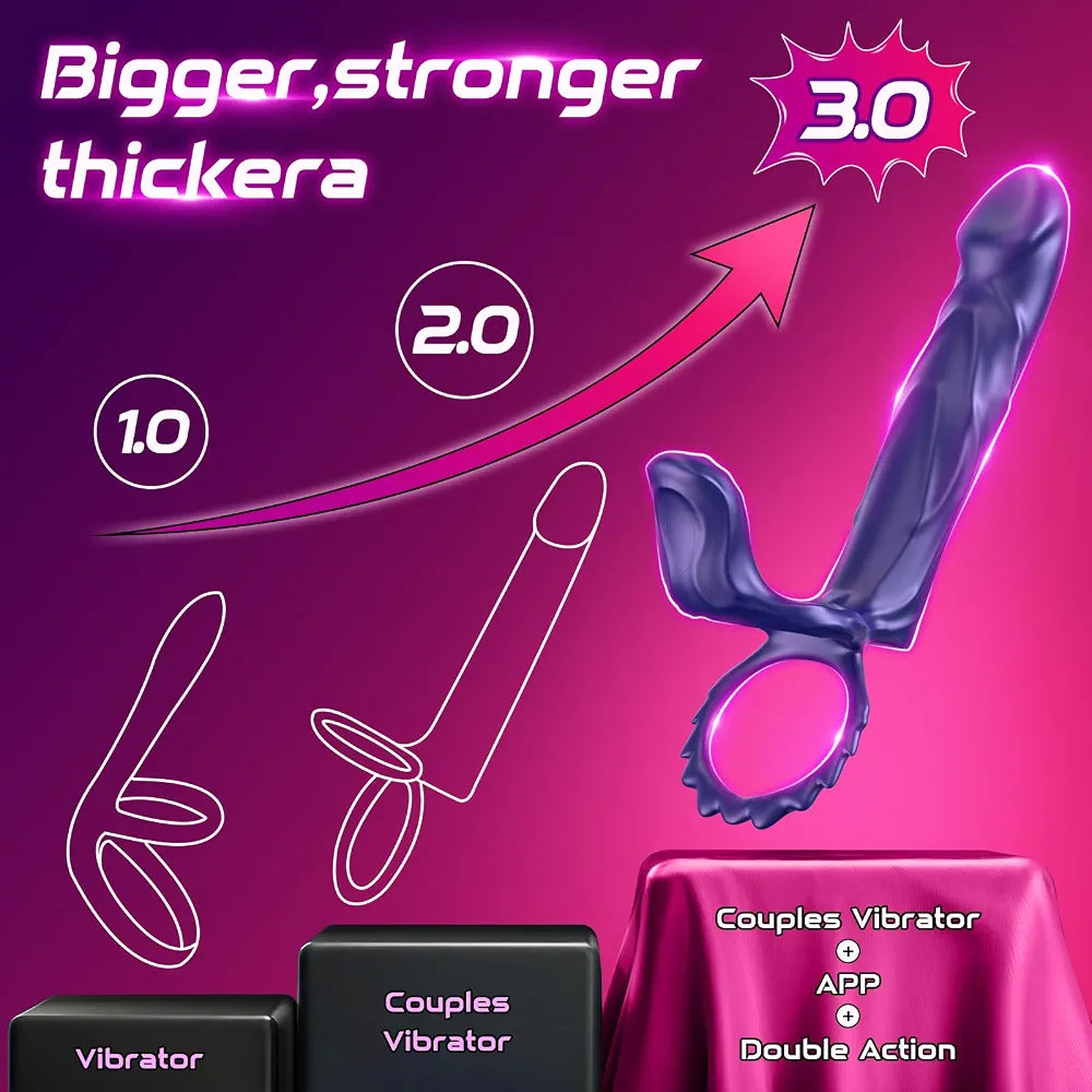 App-Controlled Vibrating Dual-Stimulation Couples Sex Toy with Cock Ring and Anal Plug