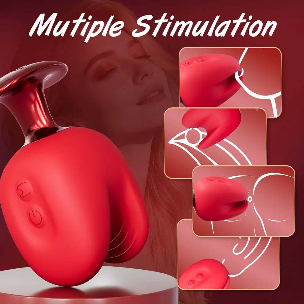 Rose-Shaped Silicone Nipple Clamps with 10-Mode Vibrating Clitoral Stimulator