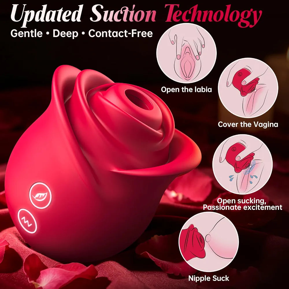 Rose-Shaped App-Controlled Clitoral Suction Vibrator with 10 Stimulation Modes