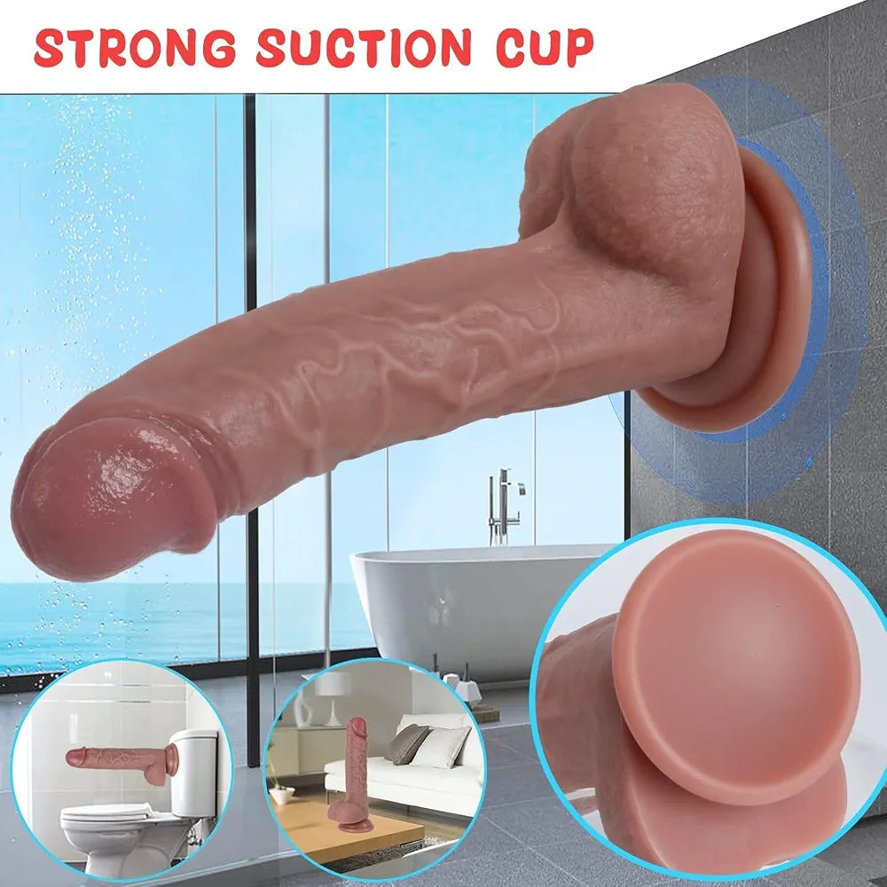 Kstert 7.8-Inch Realistic Liquid Silicone Dildo with Suction Cup, Veiny Texture, and G-Spot Stimulation