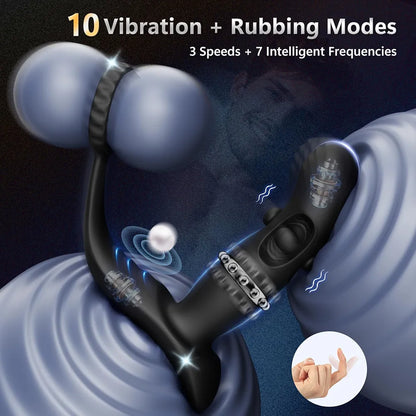 Advanced Remote-Controlled Prostate Massager with 10 Vibration Modes and 6 Silicone Cock Rings