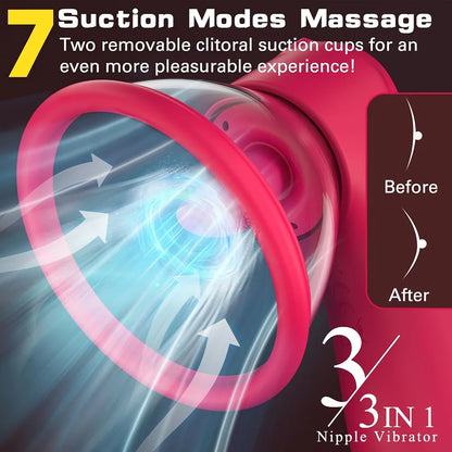 3-in-1 Automatic Vacuum Suction, Licking, and Vibration Stimulator for Clitoral and Nipple Enhancement