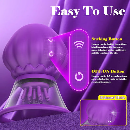 Silicone Jellyfish Vibrator with 10 Suction Modes and Rotating Clitoral Stimulator