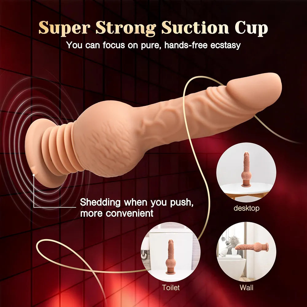 Tracy's Dog 9.29" Realistic Silicone Strap-On Dildo Vibrator with 10 Vibration and 3 Bouncing Modes for Anal Stimulation