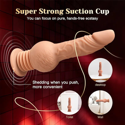 Tracy's Dog 9.29" Realistic Silicone Strap-On Dildo Vibrator with 10 Vibration and 3 Bouncing Modes for Anal Stimulation