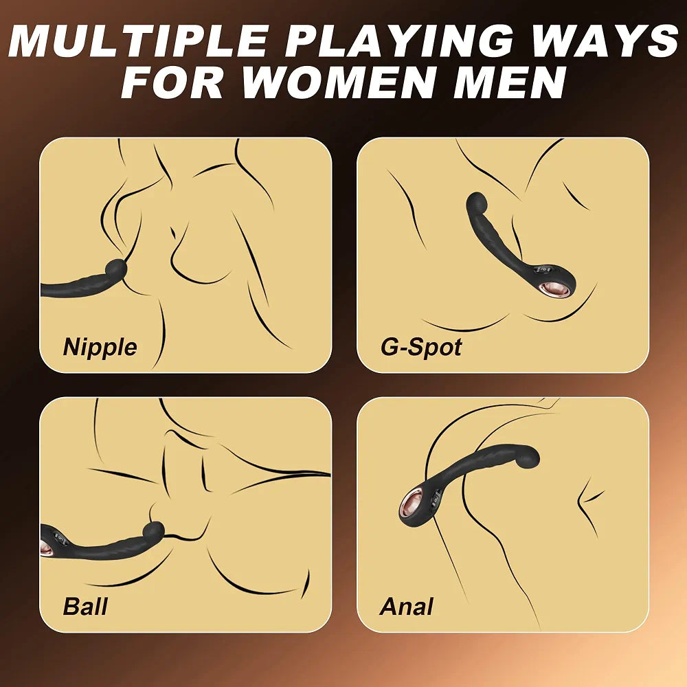 Ergonomic Prostate Massager with 9 Vibration Modes and Ring Handle