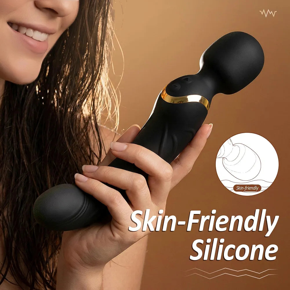 Premium Rechargeable Waterproof Wand Massager with 9 Vibration Modes for Targeted Stimulation
