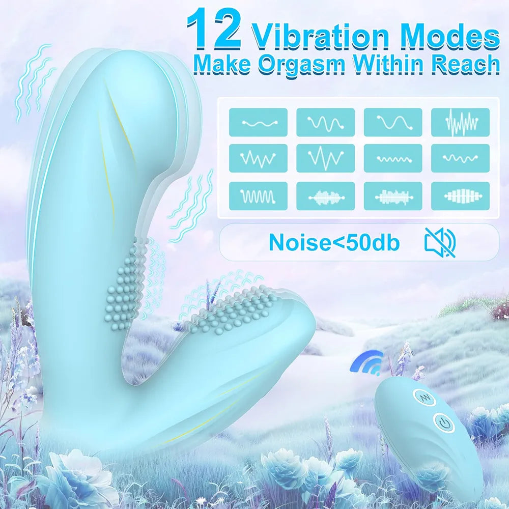 Tokhub Wearable Butterfly Vibrator for Women - 12 Modes, Remote Control, G-Spot & Clitoral Stimulation - Blue