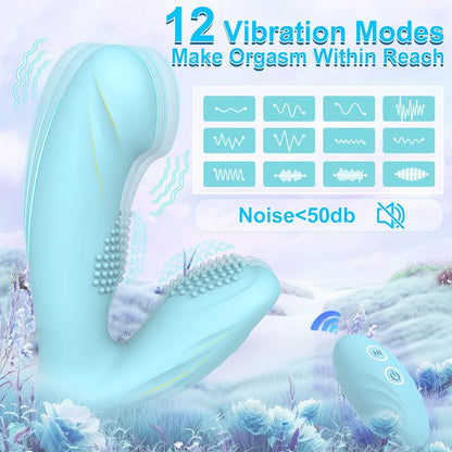 Tokhub Wearable Butterfly Vibrator for Women - 12 Modes, Remote Control, G-Spot & Clitoral Stimulation - Blue