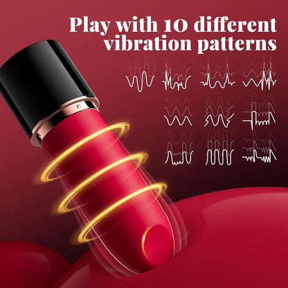 Discreet Rechargeable Lipstick-Style Clitoral Vibrator with 10 Vibration Modes