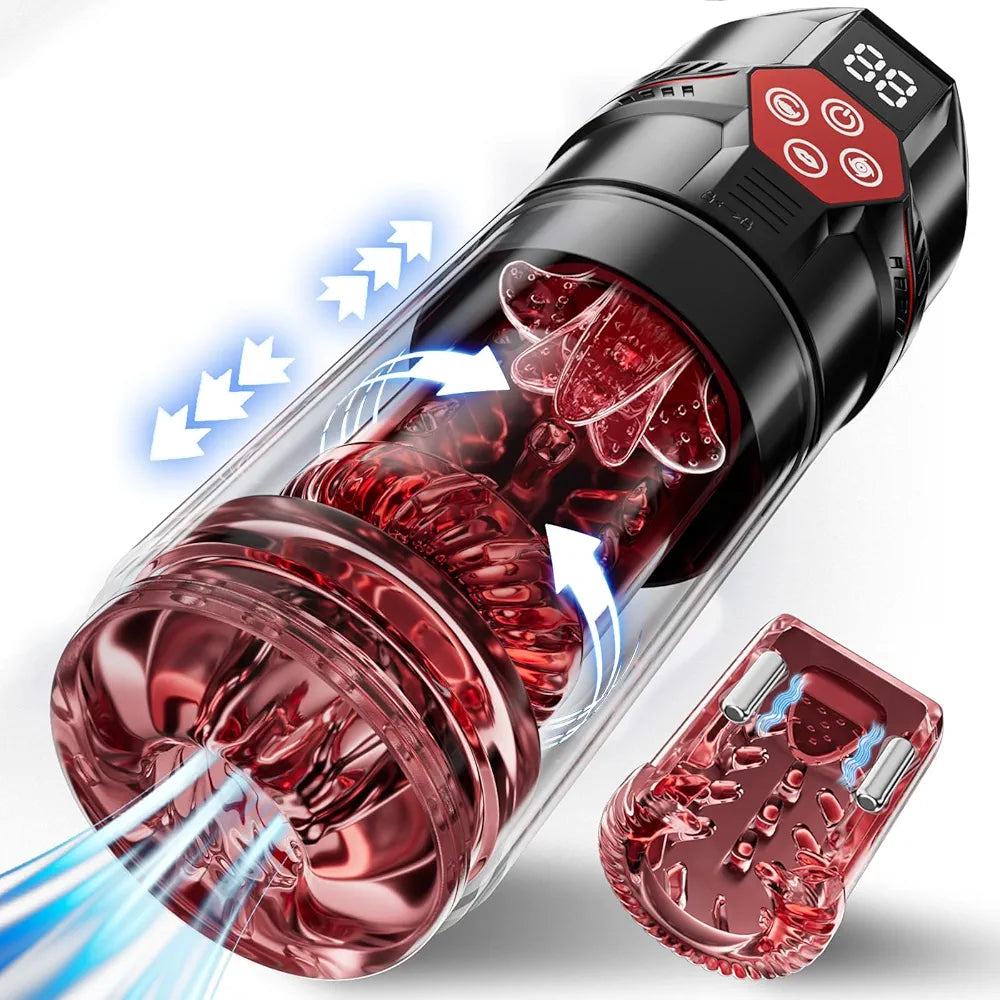 Mrgras 12-Speed Vacuum Penis Pump with 7-Mode Thrusting, Rotating, and Vibrating Functions