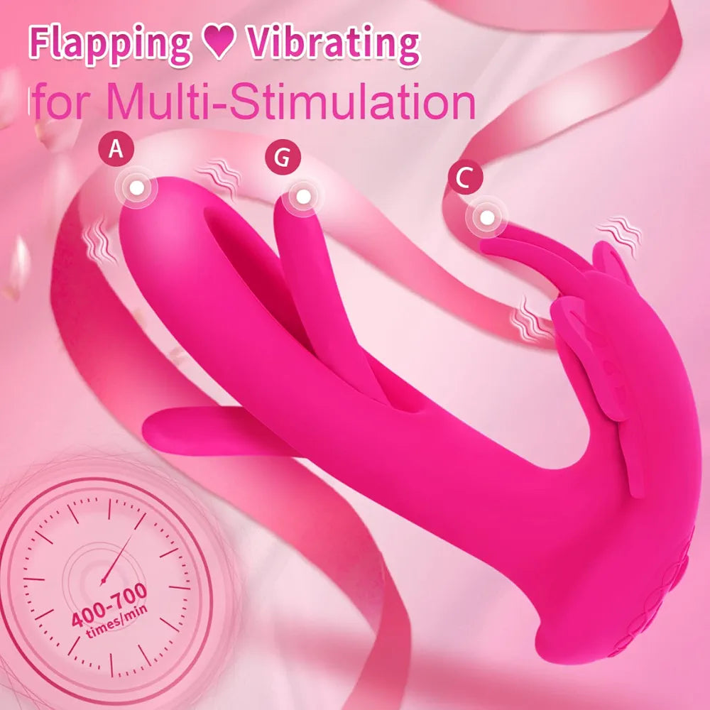 Butterfly Remote-Controlled Wearable G-Spot and Clitoral Vibrator with 9 Flapping and 9 Vibration Modes