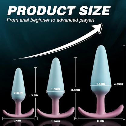 Silicone Anal Training Plug Set - 3-Piece Beginner to Advanced Expander Kit