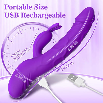 Sikelob Rabbit G-Spot Vibrator with 9 Thrusting and 9 Vibration Modes, Silicone Clitoral Stimulator for Women