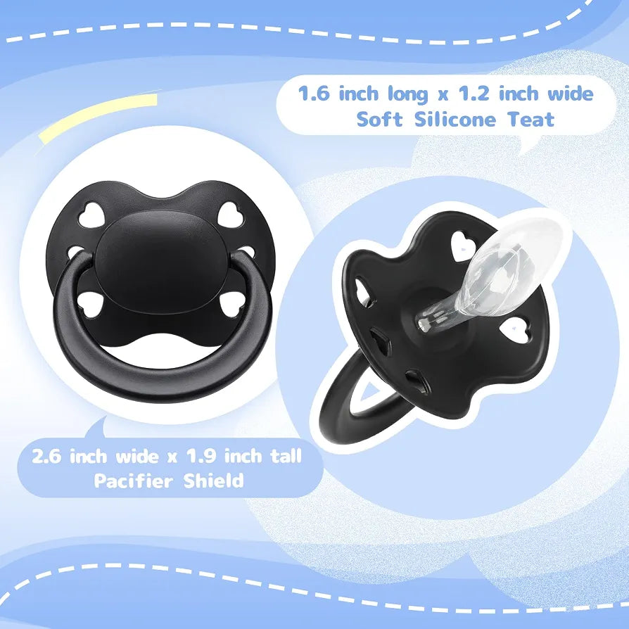 Large Silicone Adult Pacifier for Anxiety Relief - Heart-Vent Shield Binky for Sleep and Stress Management