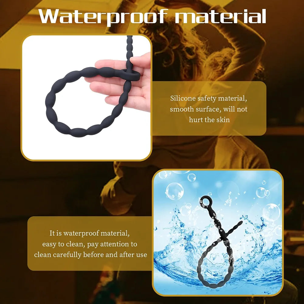 Extra Long Silicone Beaded Urethral Sounding Rod for Men