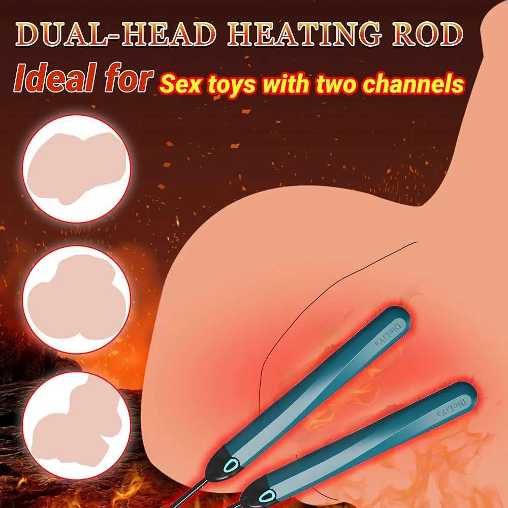Dual-Channel Masturbator Heating Rod: 115°F Fast-Heating Stick with Auto Temperature Control and Indicator Light