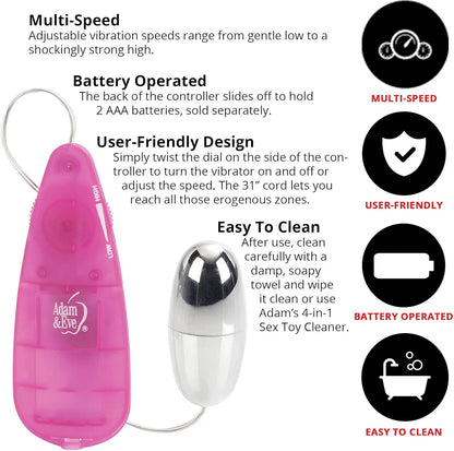 Adam & Eve Vibrating Silver Bullet 2.0: Powerful Multi-Speed Clitoral & Vaginal Vibrator with 31-Inch Cord