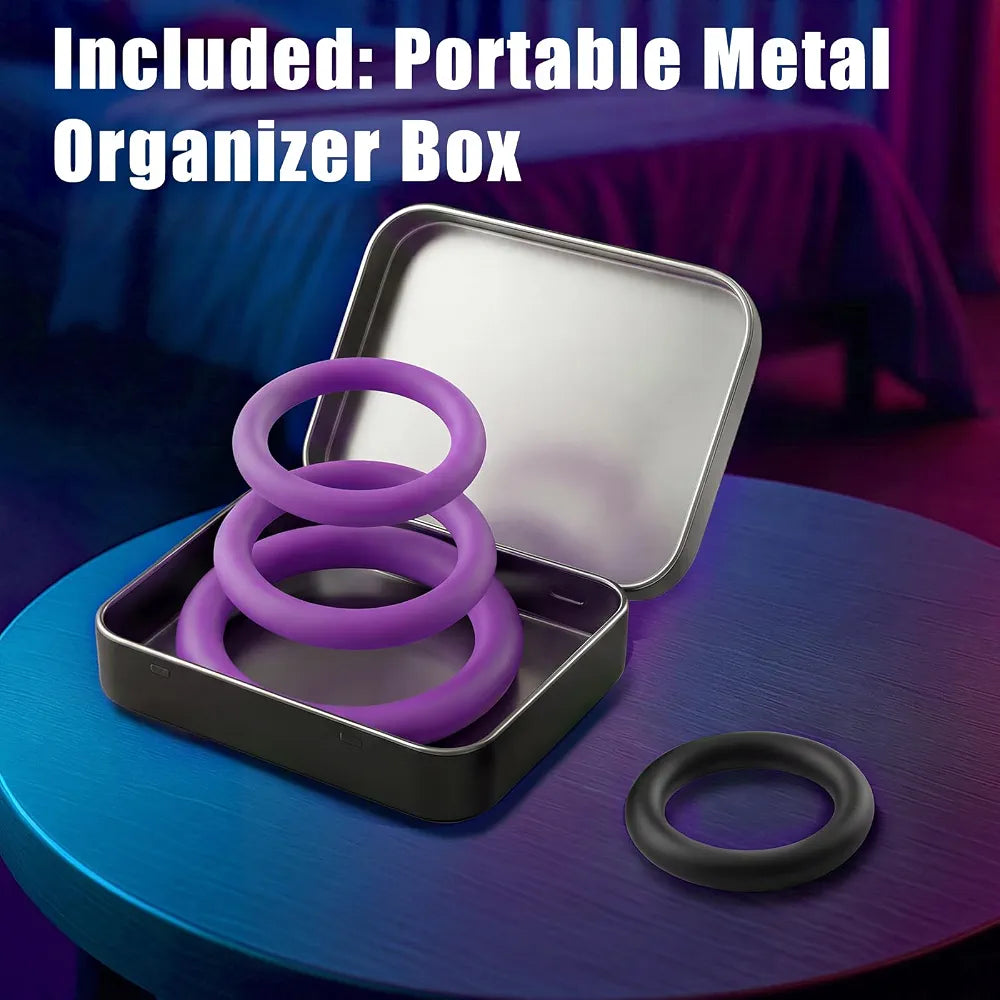 4-Piece Stretchy Silicone Cock Ring Set for Enhanced Erection and Stamina
