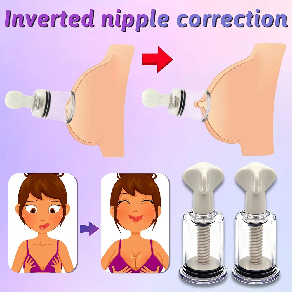 Adjustable Nipple and Clitoral Suction Cup Set - 2 Piece Sensitivity Enhancement Device