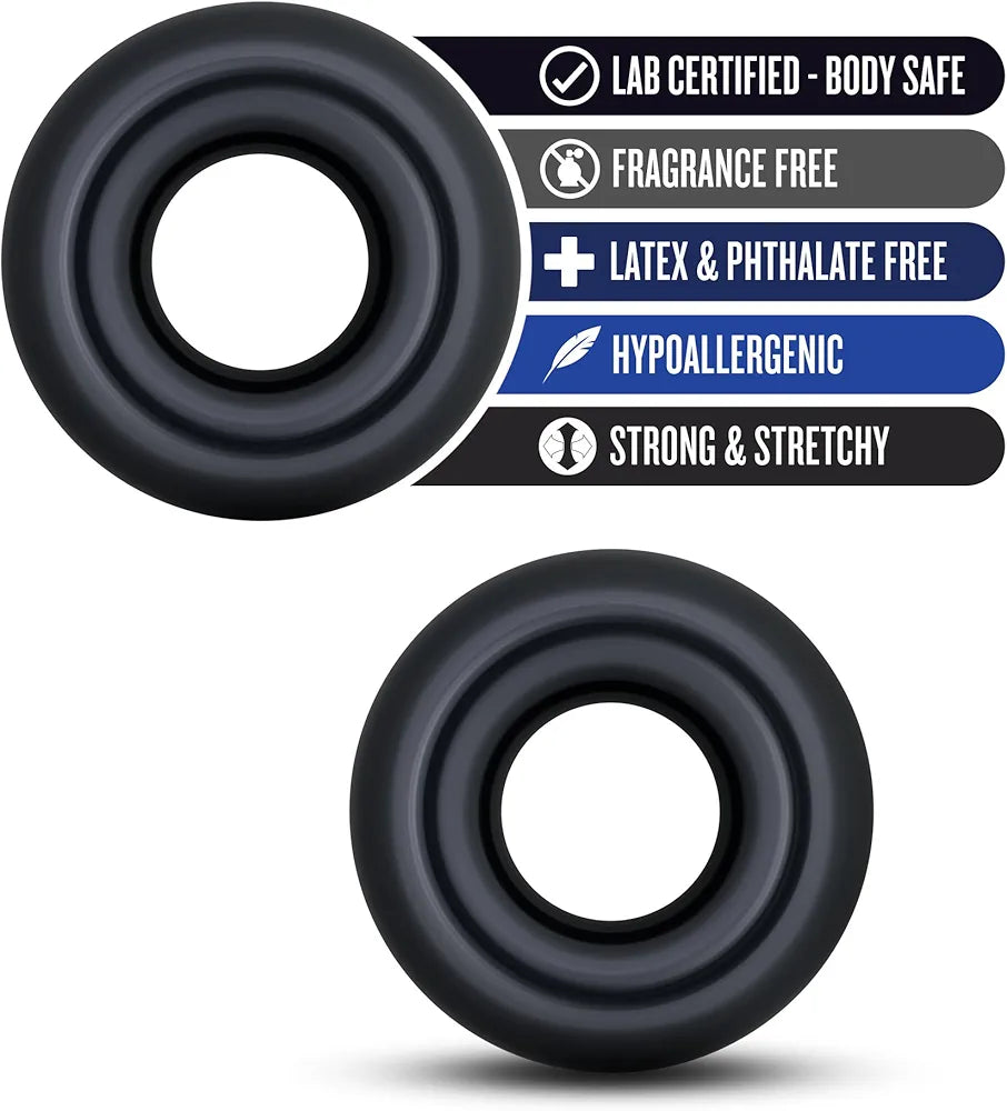 Eden Premium Silicone Cock Ring Set - 2 Pack Adjustable Stretchy Erection Rings for Enhanced Performance