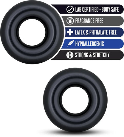 Eden Premium Silicone Cock Ring Set - 2 Pack Adjustable Stretchy Erection Rings for Enhanced Performance