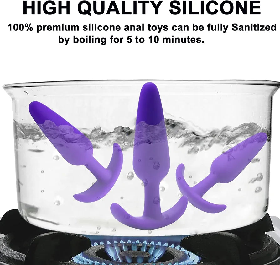 3-Piece Silicone Anal Training Kit with Flared Base for Beginners and Advanced Users