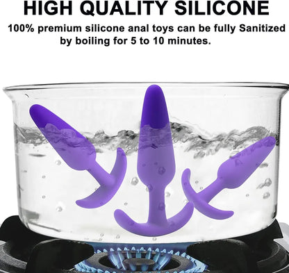 3-Piece Silicone Anal Training Kit with Flared Base for Beginners and Advanced Users