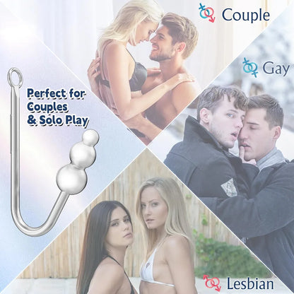 9-Mode Vibrating Anal Hook Plug with BDSM Restraint Chain and Collar