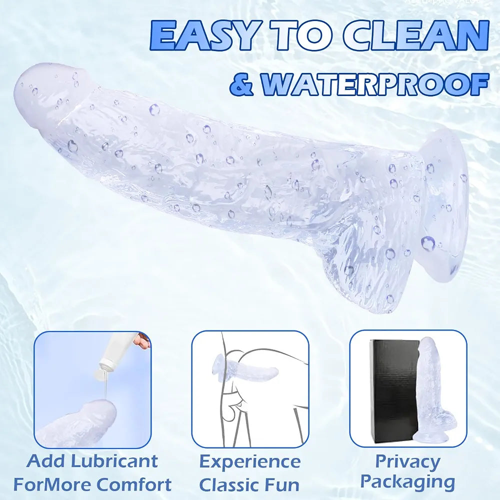 8.3-Inch Ultra-Soft Realistic Silicone Dildo with Strong Suction Cup - Lifelike G-Spot and Anal Stimulator