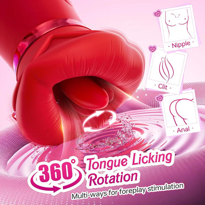 Sovokn 5-in-1 Rose Sucking Vibrator with App Control, 10 Tongue Licking Modes, and 4 Sucking Functions for Couples