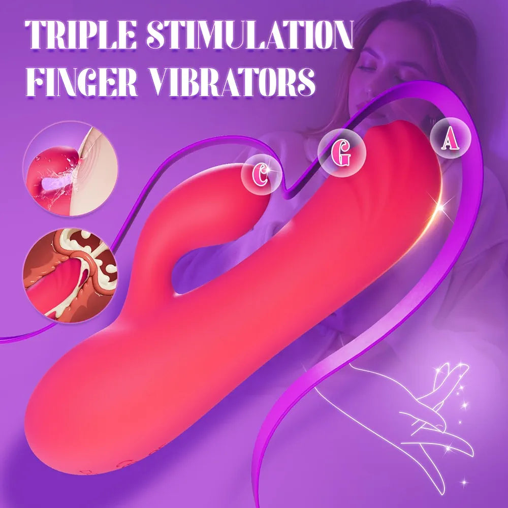 10-Mode Waterproof Silicone Rabbit Vibrator - Couples Mini Bullet Massager for Clitoral and G-Spot Stimulation