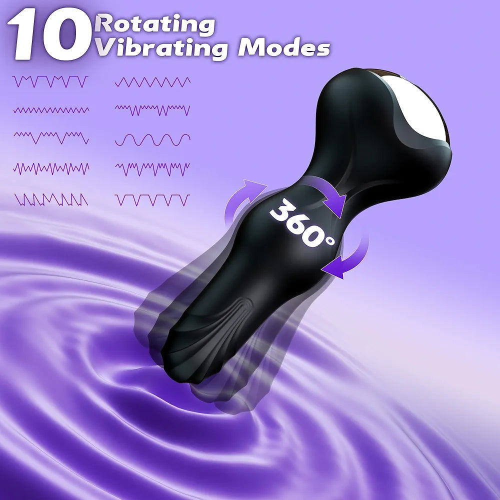 Premium Silicone Prostate Massager with 10 Vibration and Rotation Modes - Waterproof Anal Stimulator for All Experience Levels