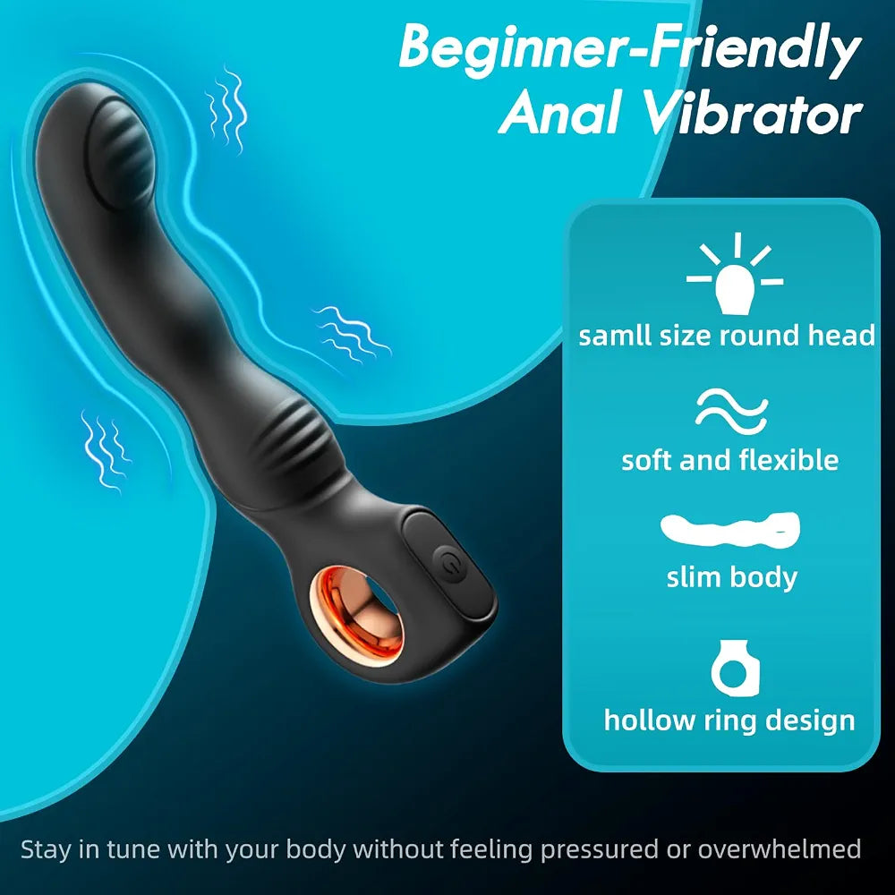 Cobulipo 10-Mode Vibrating Prostate Massager and Anal Plug with Hollow Ring for Targeted Stimulation