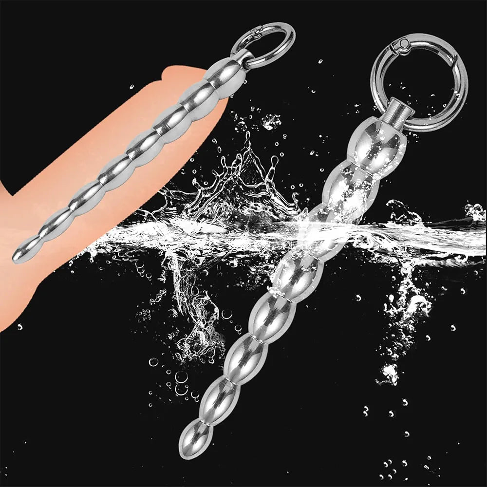 Premium Stainless Steel Urethral Sound Dilator with Removable Grommets - Smooth Penis Plug for Urethral Play